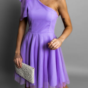 Fialové tylové šaty TANLIC na jedno rameno Velikost: L