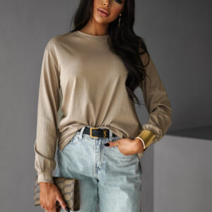 Hnědé bavlněné basic triko CENKA Velikost: ONESIZE