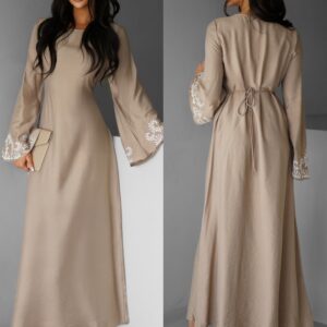 Hnědé dlouhé kaftanové maxi šaty HOLMEN Velikost: L