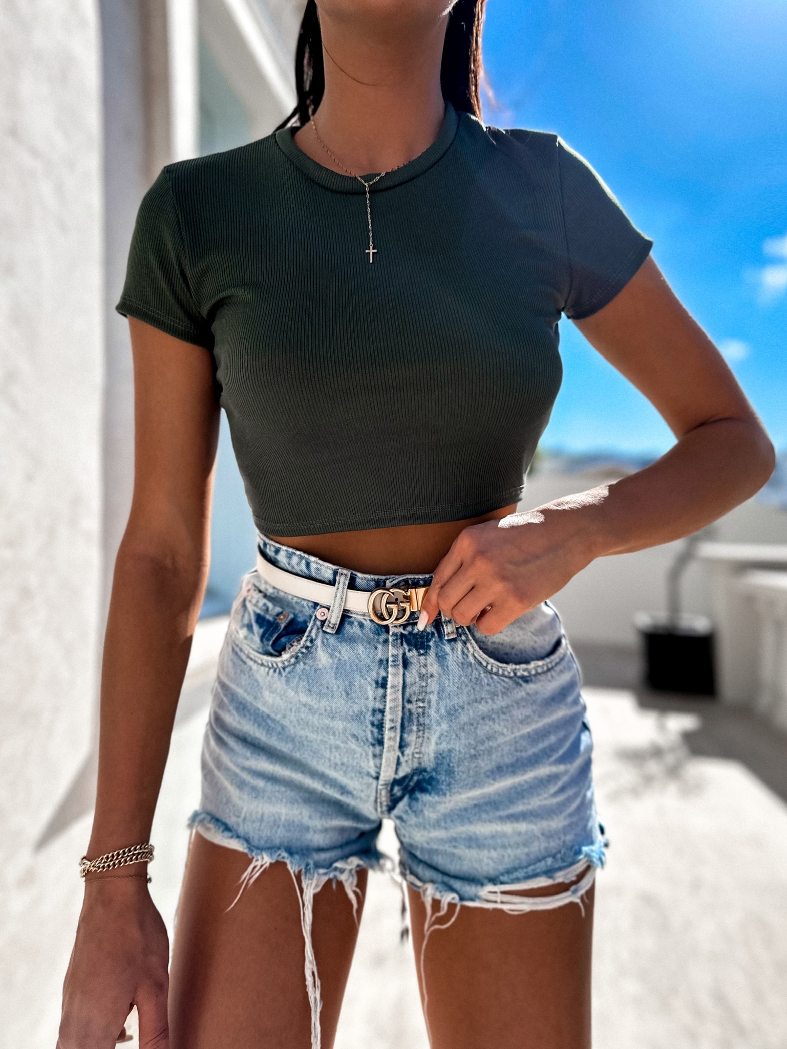 Khaki krátké tričko COMB Velikost: ONESIZE - Obrázek 2