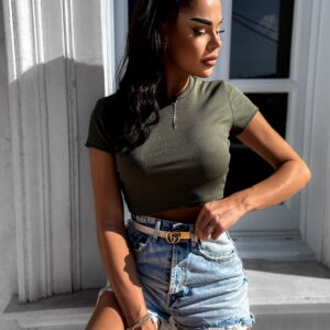 Khaki krátké tričko COMB Velikost: ONESIZE