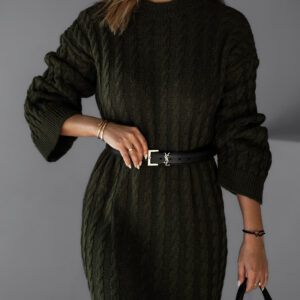 Khaki svetrové dlouhé šaty FRIDOLINA Velikost: ONESIZE