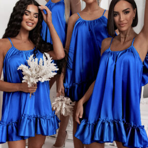 Královsky modré volánkové šaty CLOUDY volného střihu Velikost: ONESIZE