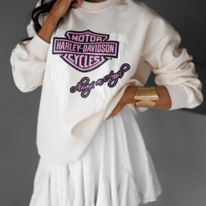 Krémová oversized mikina THEANH s potiskem Velikost: ONESIZE