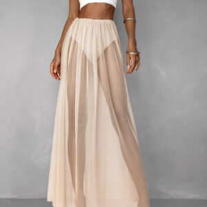 Krémová tylová dlouhá sukně HARRYOL s kraťásky Velikost: ONESIZE