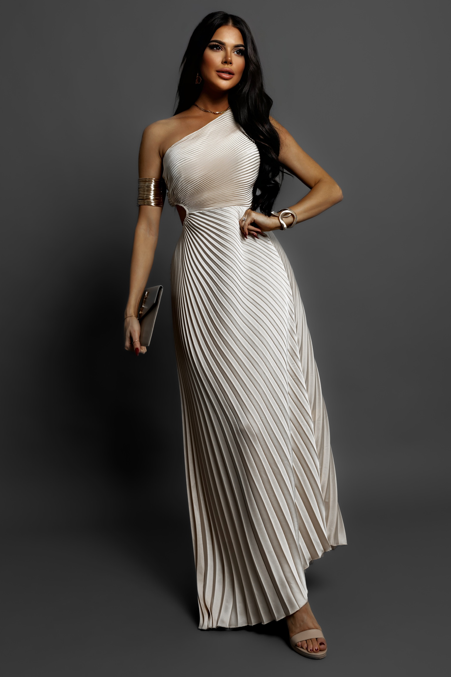 Krémové elegantní šaty SUNTILS Velikost: ONESIZE - Obrázek 3