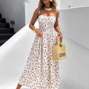 Krémové letní vzdušné šaty KORZIT s květinovým vzorem Velikost: ONESIZE