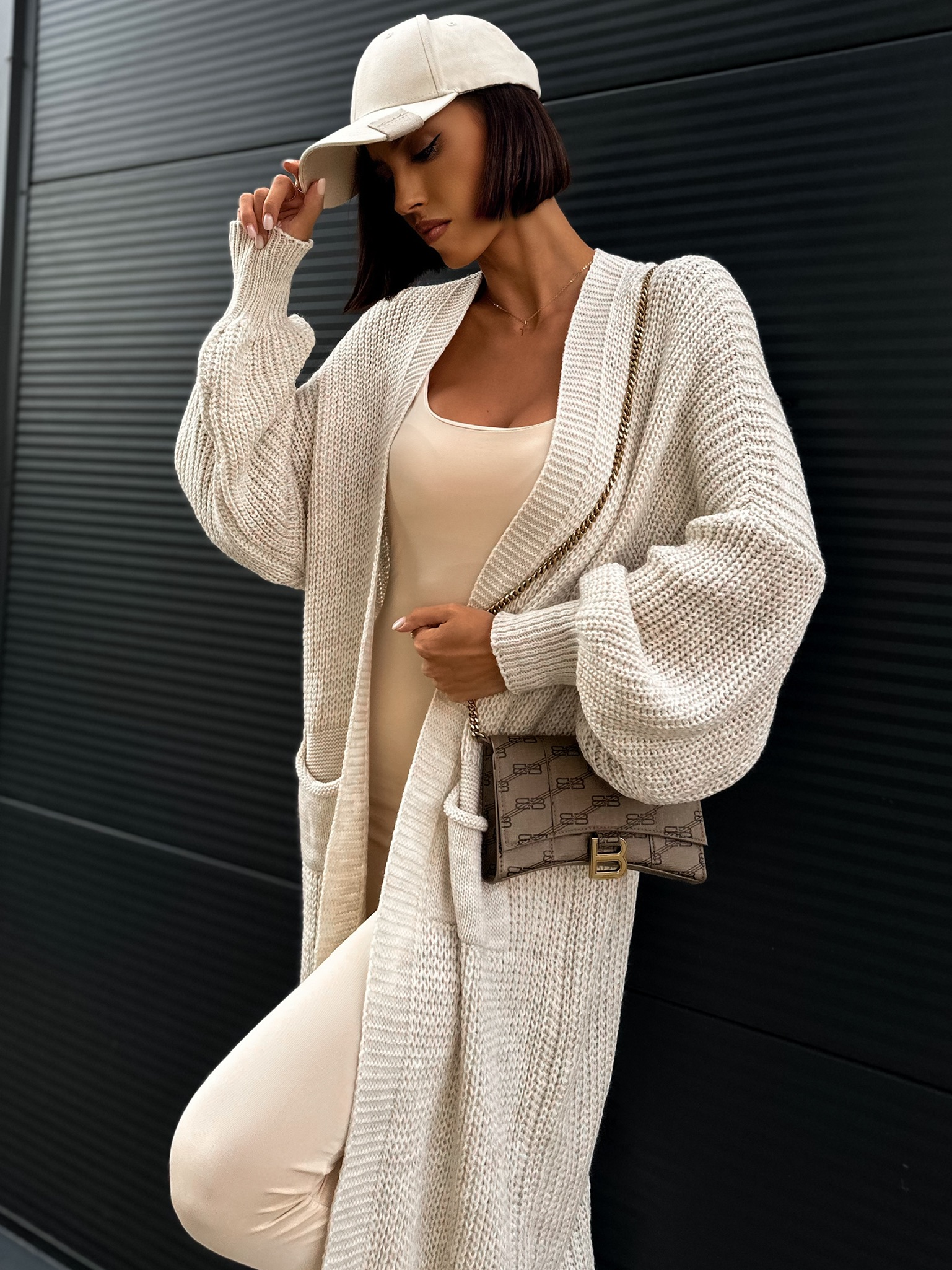 Krémový cardigan KIRAS s balónovými rukávy Velikost: ONESIZE - Obrázek 2