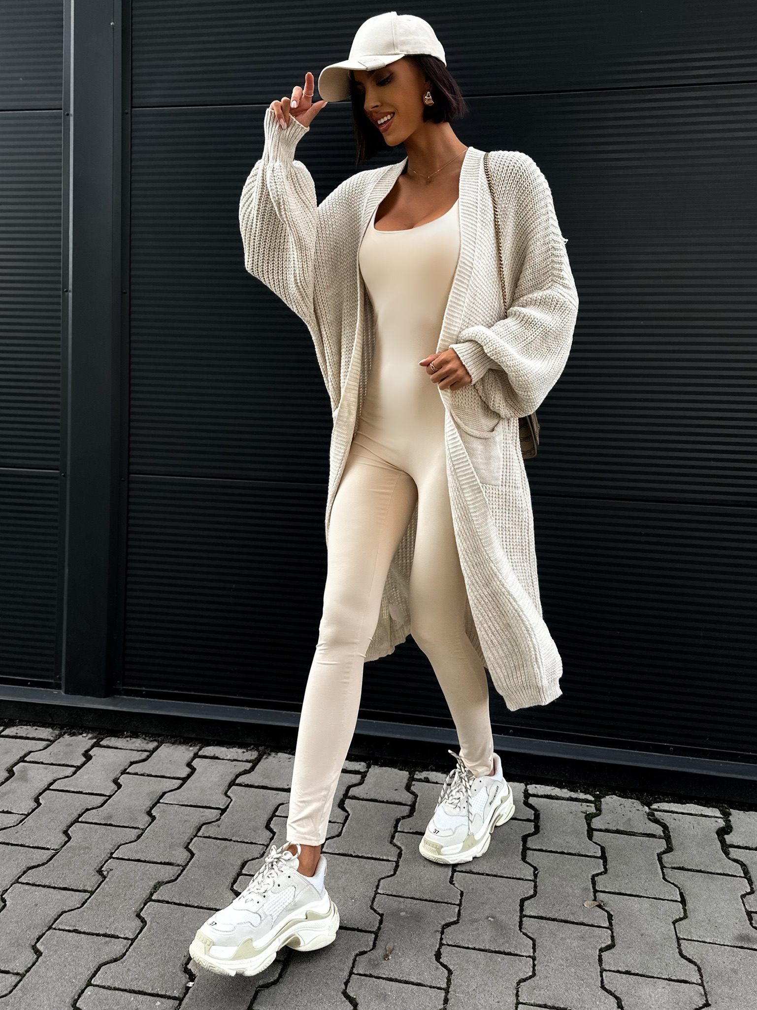 Krémový cardigan KIRAS s balónovými rukávy Velikost: ONESIZE