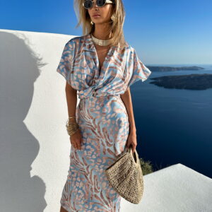 Modré elegantní šaty SQUARD s leopardím vzorem Velikost: ONESIZE