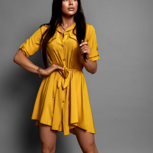 Okrové lehké šaty FOGGY s knoflíky