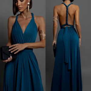 Petrolejové elegantní šaty BEATRICE s vázáním Velikost: ONESIZE