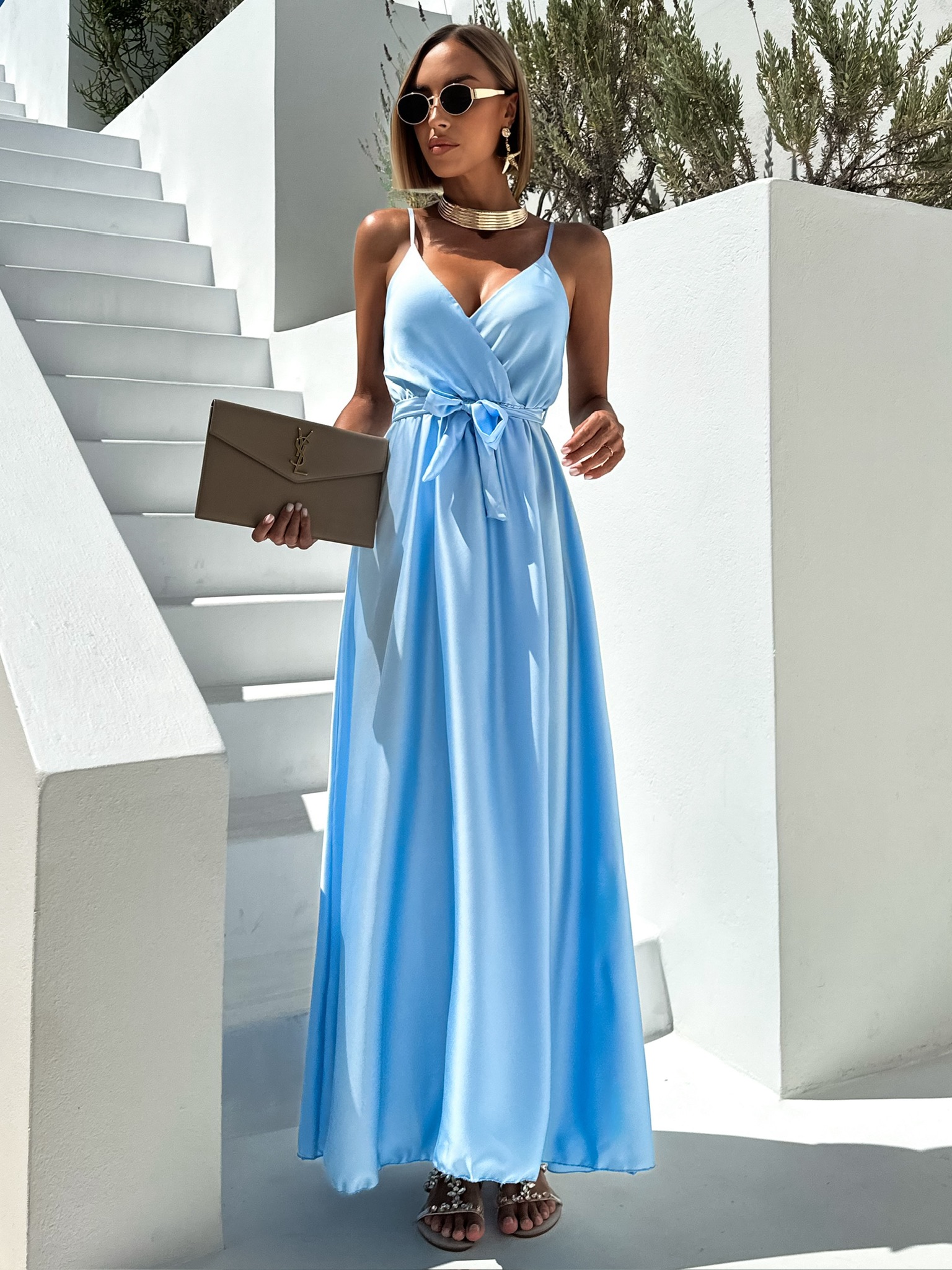 Pomněnkové elegantní dlouhé šaty FAIRYTALE - Obrázek 3