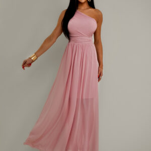 Růžové elegantní dlouhé šaty FLOAT
