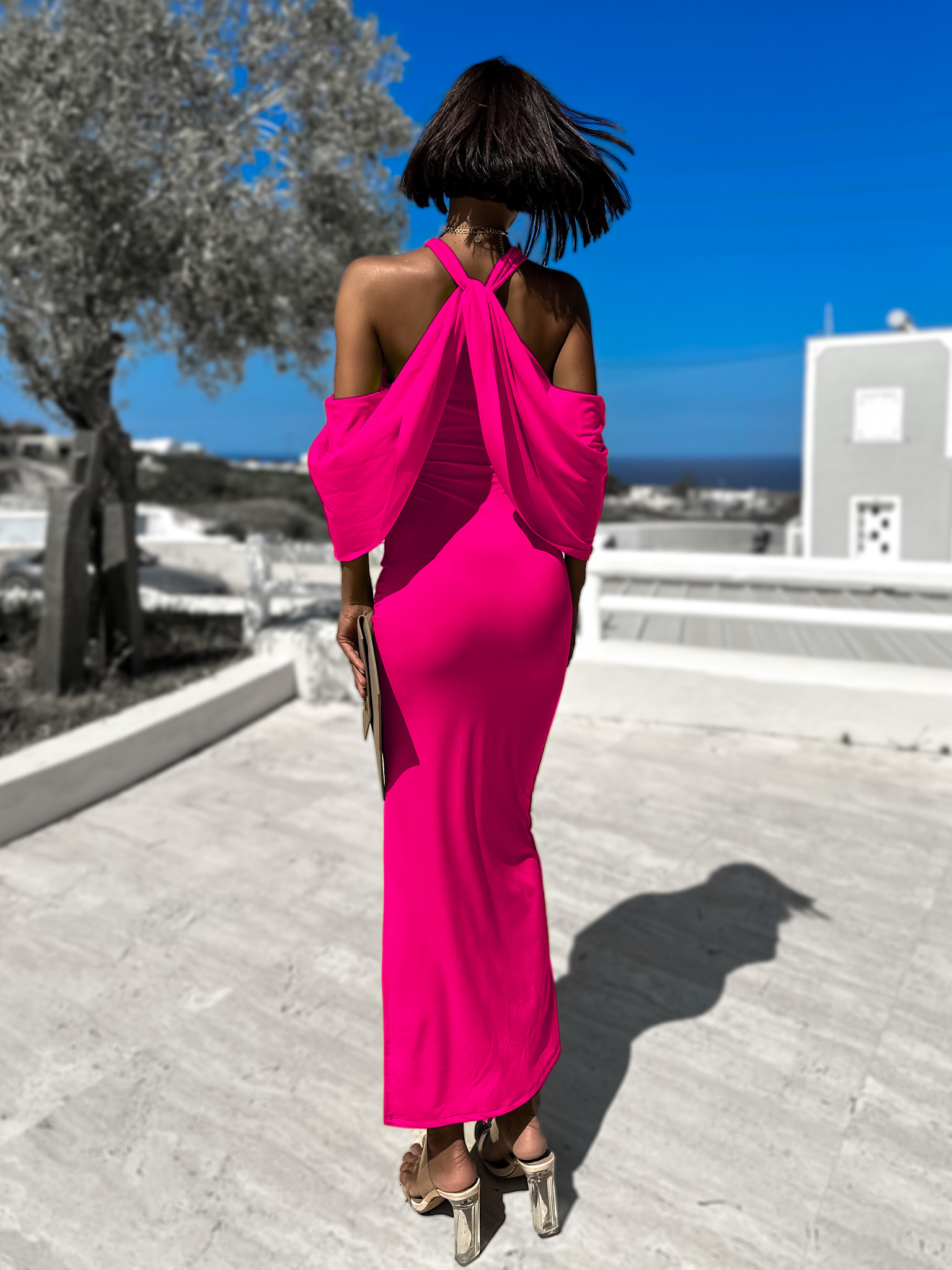 Růžové elegantní šaty LOYLENE s rozparkem Velikost: ONESIZE - Obrázek 3