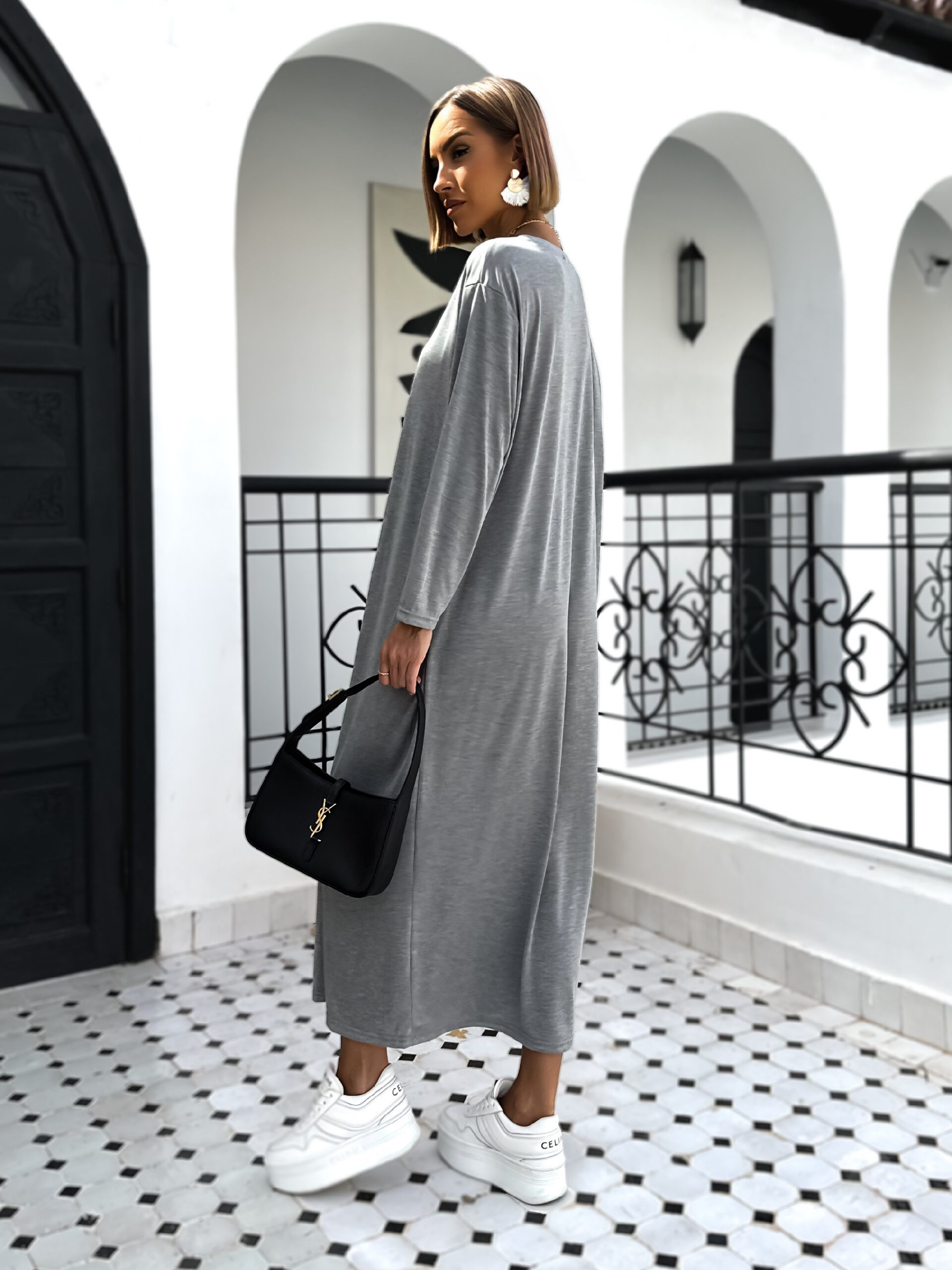 Šedé basic dlouhé šaty STOPHERE Velikost: ONESIZE - Obrázek 2