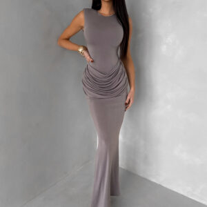 Šedé společenské tvarující dlouhé šaty ESSENTIA Velikost: ONESIZE