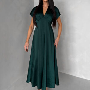 Smaragdové elegantní jednoduché midi šaty OMNIS Velikost: ONESIZE