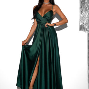 Smaragdové elegantní šaty PATILLA s rozparkem Velikost: ONESIZE