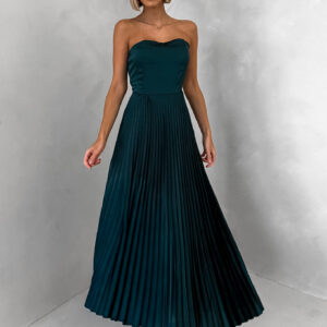 Smaragdové letní plisované šaty CAPRIE bez ramínek Velikost: ONESIZE