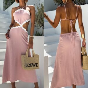 Starorůžové dlouhé šaty VANILLA s průstřihy Velikost: ONESIZE