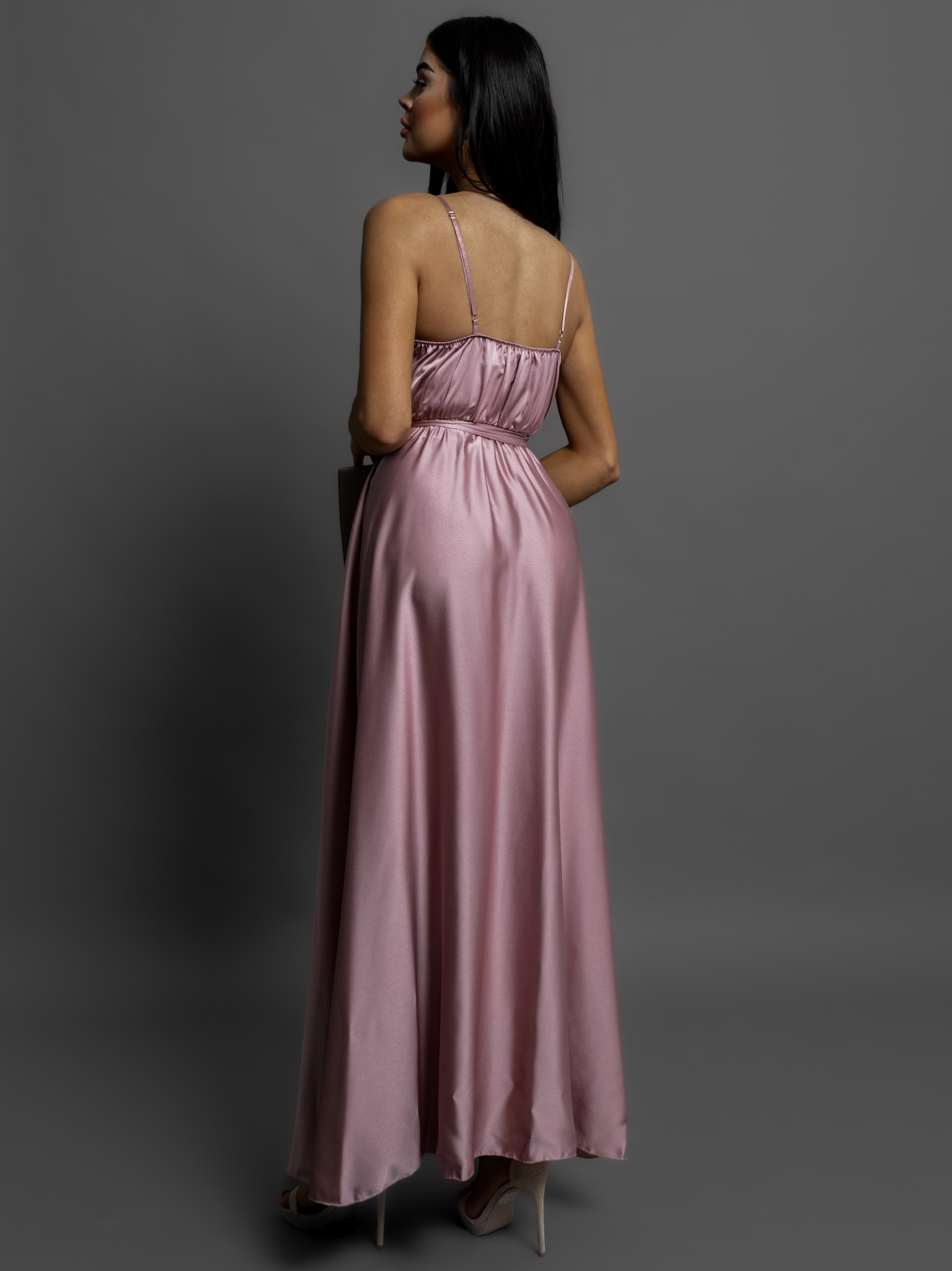 Starorůžové elegantní dlouhé plesové šaty PRIMROSE Velikost: ONESIZE - Obrázek 3