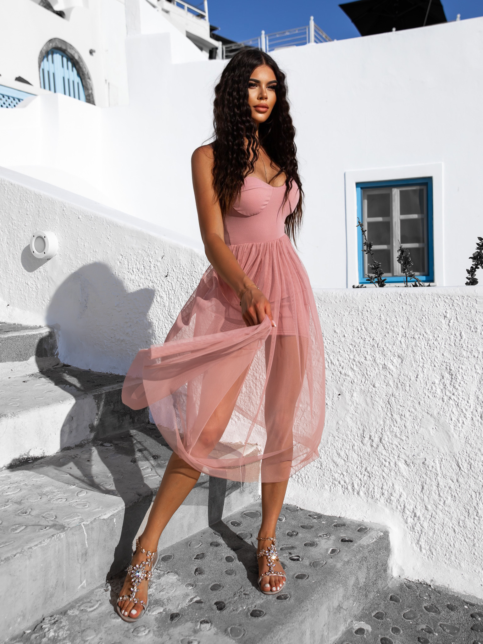 Starorůžové tylové šaty POLOWA - Obrázek 3