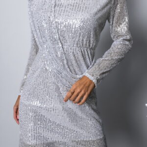 Stříbrné třpytivé šaty EFIALTES s flitry Velikost: ONESIZE