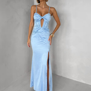 Světle modré dlouhé společenské šaty LIMONA Velikost: ONESIZE