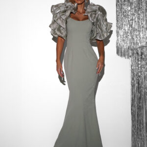 Světle zelenkavé večerní dlouhé šaty KOLIT Velikost: S