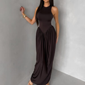Tmavě hnědé společenské tvarující šaty ALYRION Velikost: ONESIZE