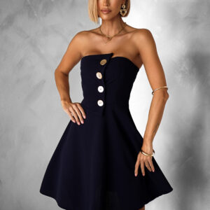 Tmavě modré áčkové krátké šaty TIPERRY Velikost: ONESIZE