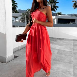 Tmavě růžové elegantní dlouhé šaty FLOAT Velikost: ONESIZE