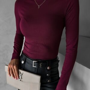 Vínové basic triko KENDEL s dlouhým rukávem Velikost: ONESIZE