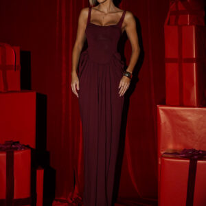 Vínové spoleçenské tvarující dlouhé šaty NOBLEN Velikost: ONESIZE