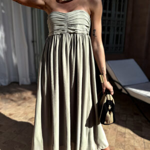 Zelené áčkové boho šaty AUTEREL bez ramínek Velikost: ONESIZE