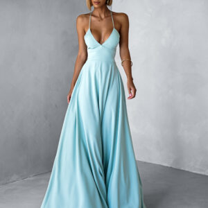 Zelenkavé dlouhé splývavé šaty DAMIANO s výstřihem Velikost: ONESIZE