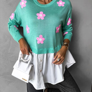 Zelený stylový svetřík BUBA se spodničkou Velikost: ONESIZE