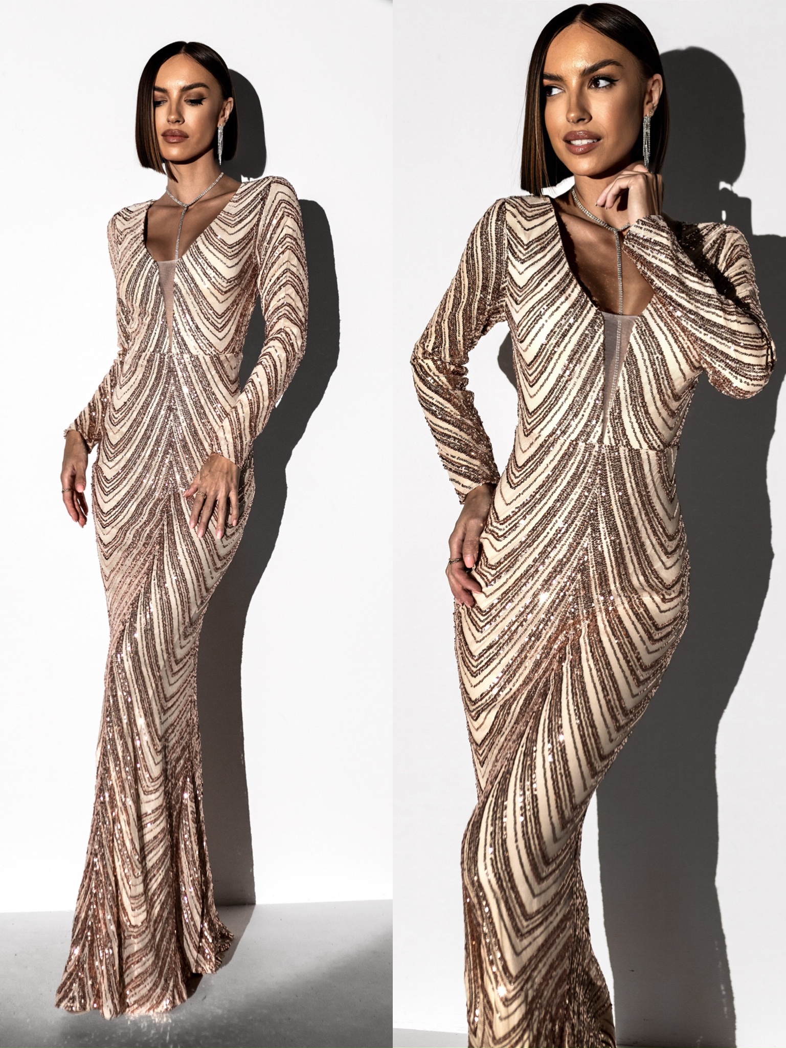 Zlaté společenské šaty NARKISSOS s flitry Velikost: S