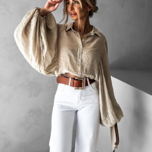 Béžová halenka VALMIRES se širokými rukávy Velikost: ONESIZE