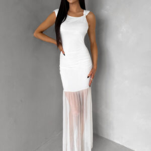 Bílé dlouhé společenské šaty UMEALA Velikost: ONESIZE