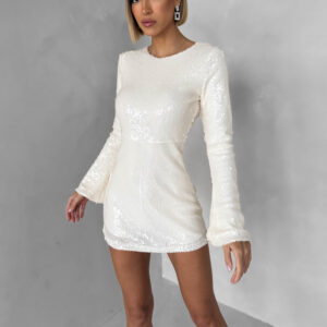 Bílé flitrované krátké koktejlové šaty ELYSIA s kraťásky Velikost: ONESIZE