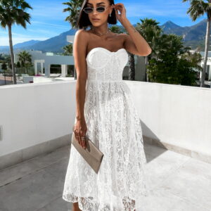 Bílé krajkované šaty MIRANO Velikost: M/L