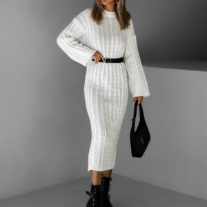 Bílé svetrové dlouhé šaty FRIDOLINA Velikost: ONESIZE