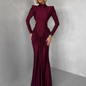 Bordó společenské tvarující šaty RELANIO s průstřihy Velikost: ONESIZE