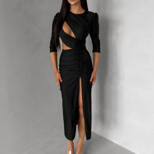 Černé asymetrické midi šaty BAJRO Velikost: ONESIZE