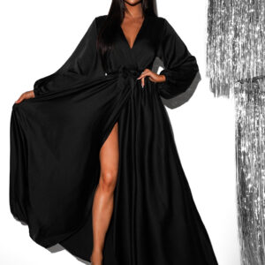 Černé elegantní šaty WOMAN s dlouhým rukávem