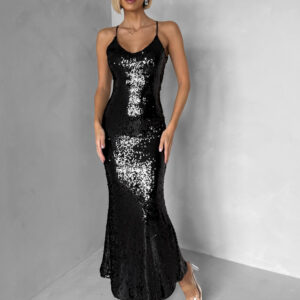 Černé flitrované společenské dlouhé šaty SCINTIA Velikost: ONESIZE