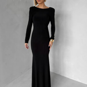 Černé jednoduché společenské dlouhé šaty MORIEL Velikost: ONESIZE