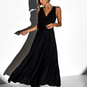 Černé třpytivé dlouhé elegantní šaty DUNJA Velikost: ONESIZE